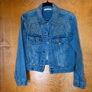 Alice + Olivia Embellished Blue Denim Jacket